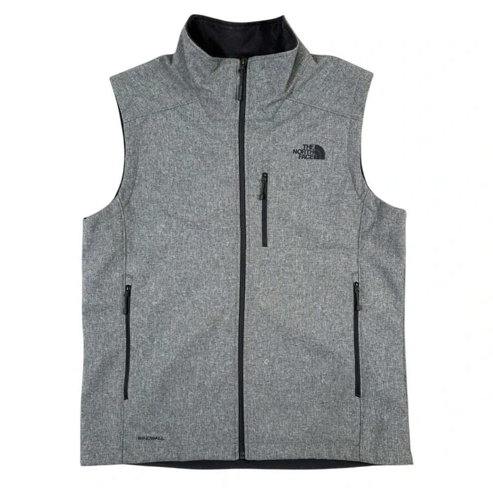 The North Face WindWall Softshell Vest Mens Large Grey Full Zip Fleece Lined